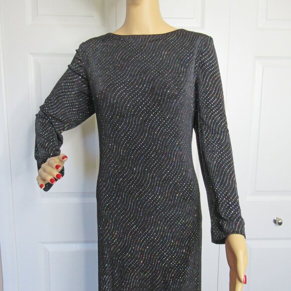 VTG Cache long black sparkly 38 - 40" bust dress, Low cut double drape back WOW! - Picture 8 of 15